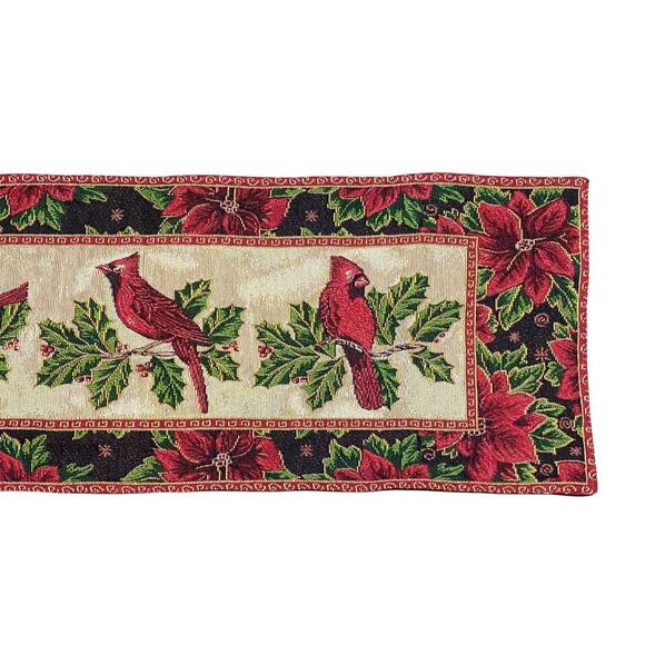 St Nicholas Square Table Runner Wit 12 Placemats Red Christmas Cardinals - Picture 5 of 7